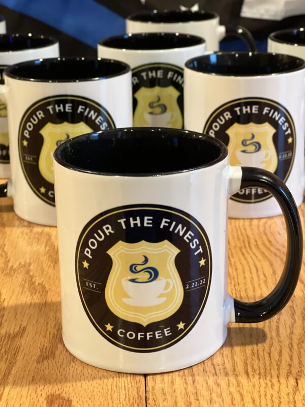 pour the finest name printed on the coffee mugs